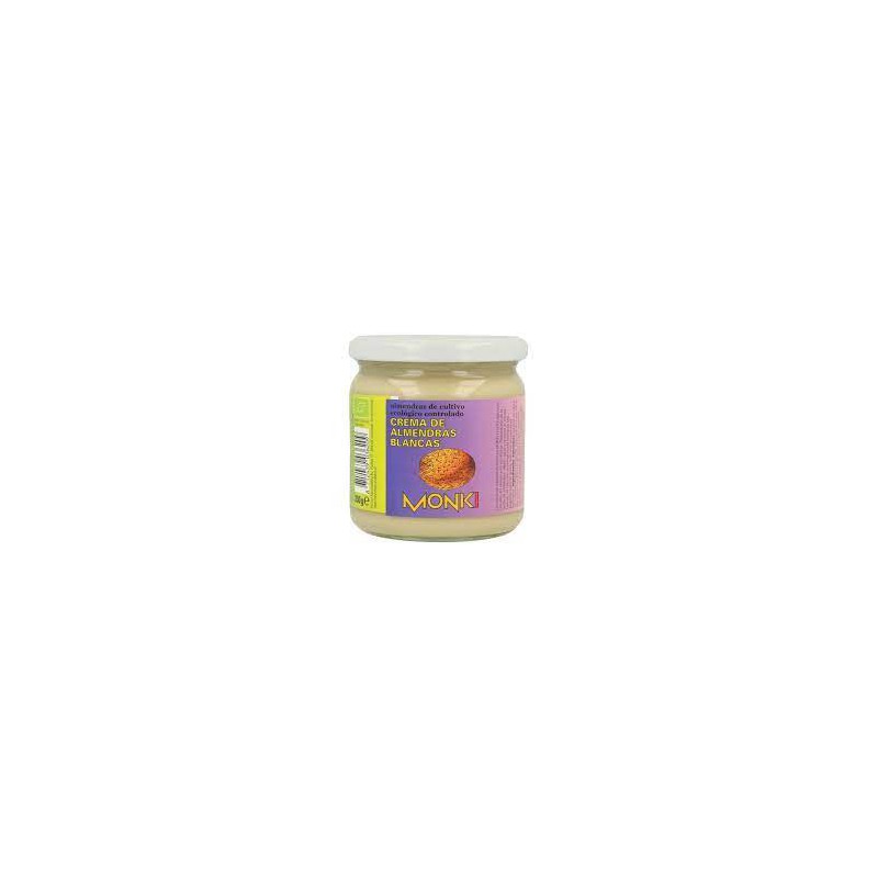 Tarro de cristal de 330g de Crema de Almendras Blancas Bio (manteca de fruto seco repelado) Monki en EcotiendaVerde