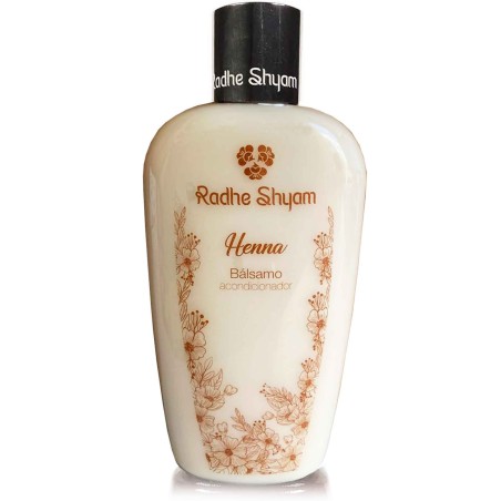 Envase del bálsamo acondicionador de Henna Radhe Shyam para nutrición capilar y protección del color.