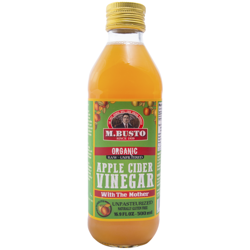VINAGRE DE SIDRA DE MANZANA ECOLÓGICA SIN FILTRAR. 500ML. M.BUSTO