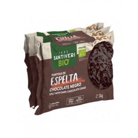 Tortitas de espelta y chocolate negro BIO Santiver