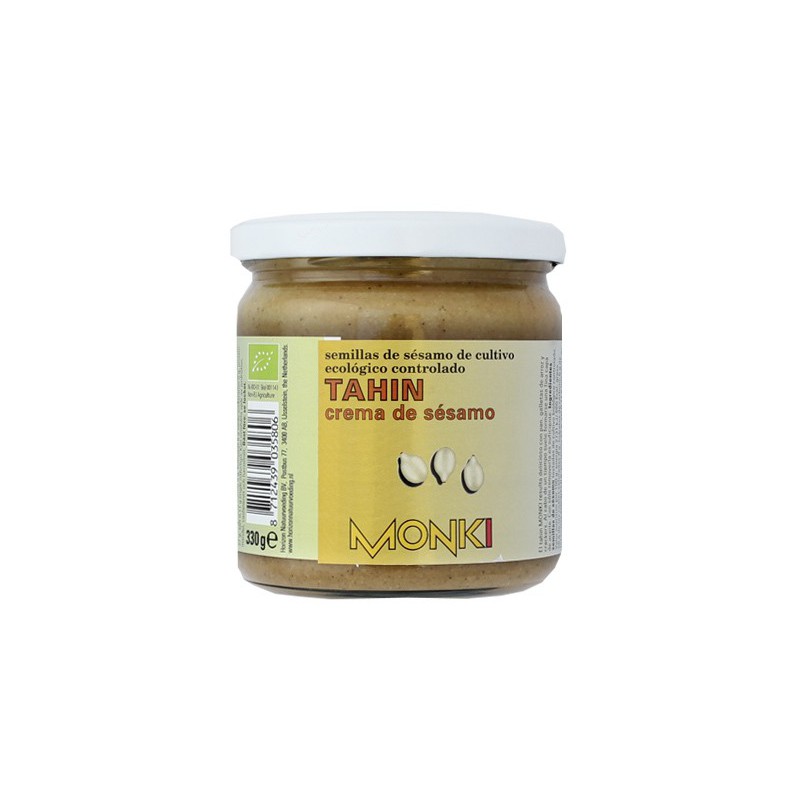 Tarro de cristal de 650g de Tahin Monki Bio sin sal (crema de sésamo ecológica) en EcotiendaVerde