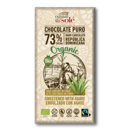 CHOCOLATE NEGRO AL 73% DE CACAO BIO CON ÁGAVE 100GR SOLÉ