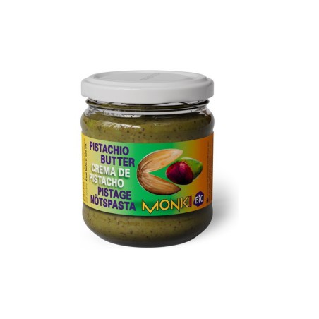 Tarro de cristal de 175g de Crema de Pistachos Bio (manteca de fruto seco pura) Monki en EcotiendaVerde
