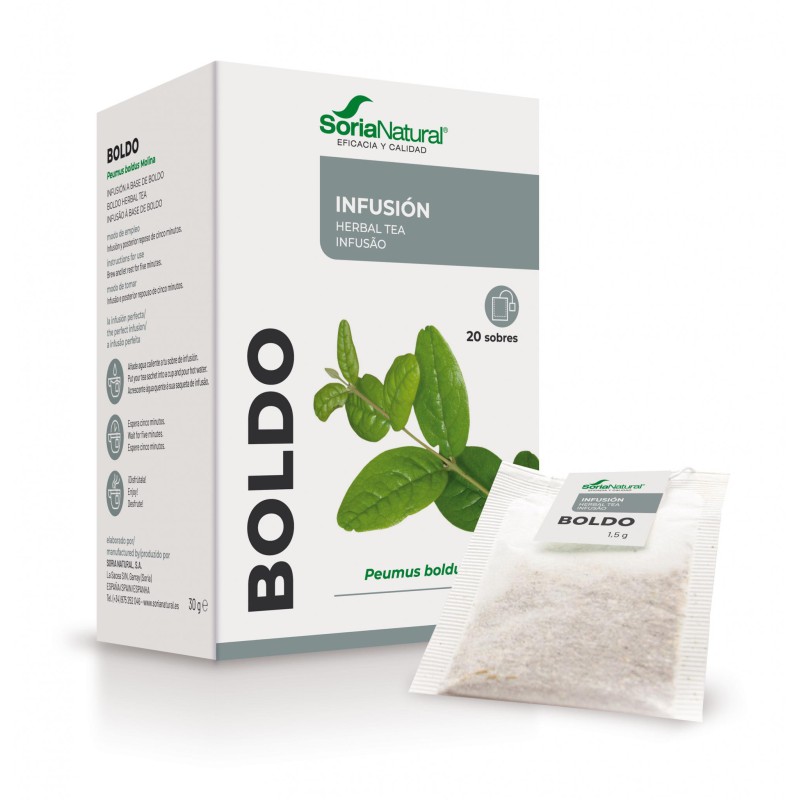 Caja de Boldo Soria Natural en 20 bolsitas filtro para infusión digestiva y hepática