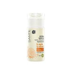 Botella de 100 ml del quitaesmalte extra suave sin acetona Sante con aceites orgánicos de naranja y jojoba.