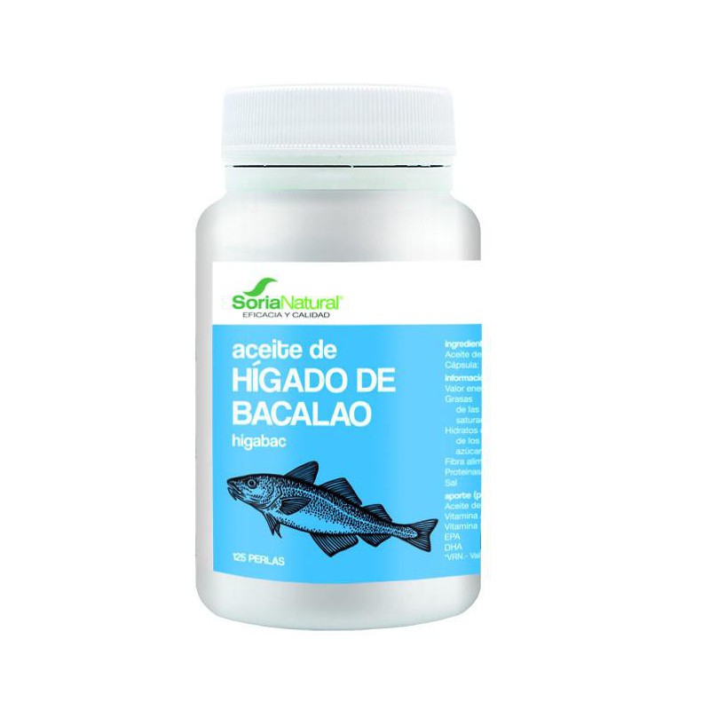 Bote de Higabac Soria Natural 125 perlas de aceite de hígado de bacalao en Ecotiendaverde