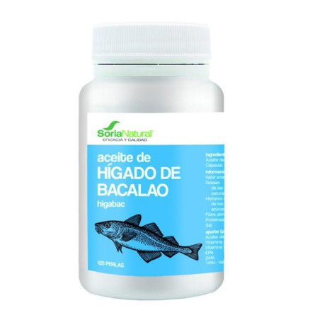Bote de Higabac Soria Natural 125 perlas de aceite de hígado de bacalao en Ecotiendaverde