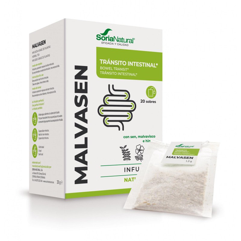 Caja de Natusor 18 Malvasén Soria Natural en 20 filtros para infusión laxante y estreñimiento ocasional
