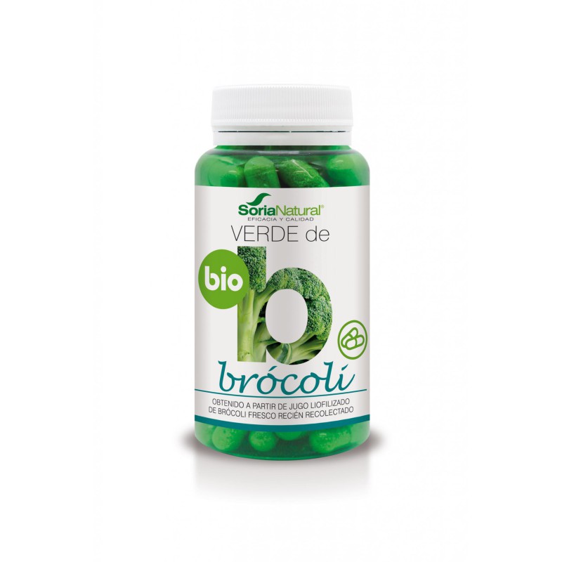 Cápsulas vegetales ecológicas Verde de Brócoli Bio de Soria Natural para la protección celular y antioxidante.