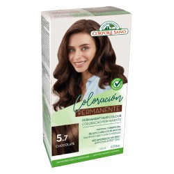 Caja del kit de coloración permanente sin amoníaco Corpore Sano número 5.7 color Chocolate de 140 ml.