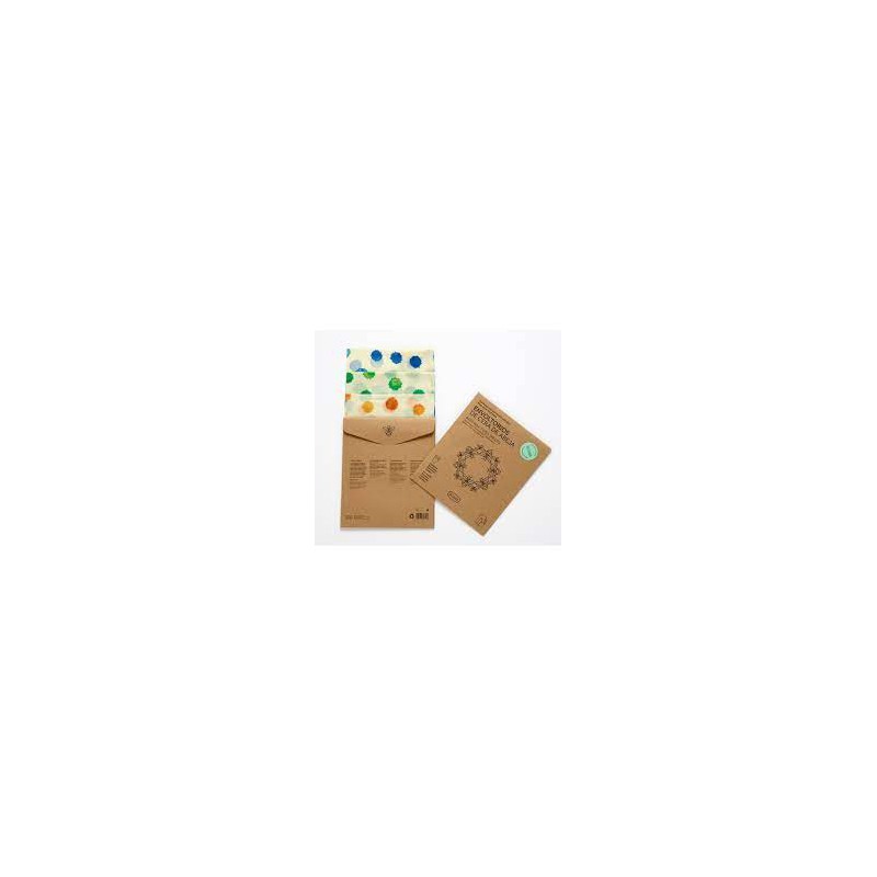 • Pack de tres envoltorios de cera de abeja Irisana de algodón orgánico