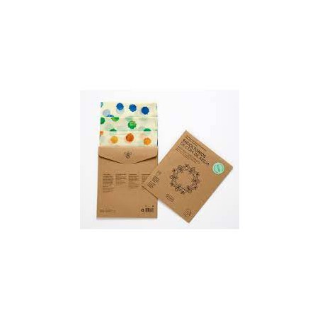 • Pack de tres envoltorios de cera de abeja Irisana de algodón orgánico