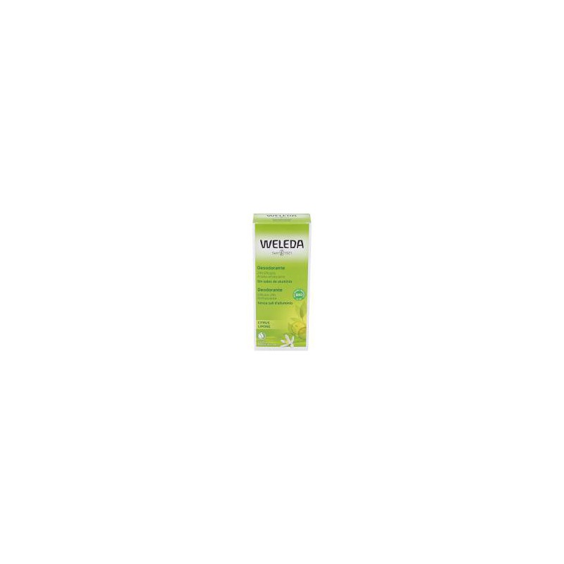 Caja del desodorante de citrus en spray Weleda de 100ml con aroma a limón.