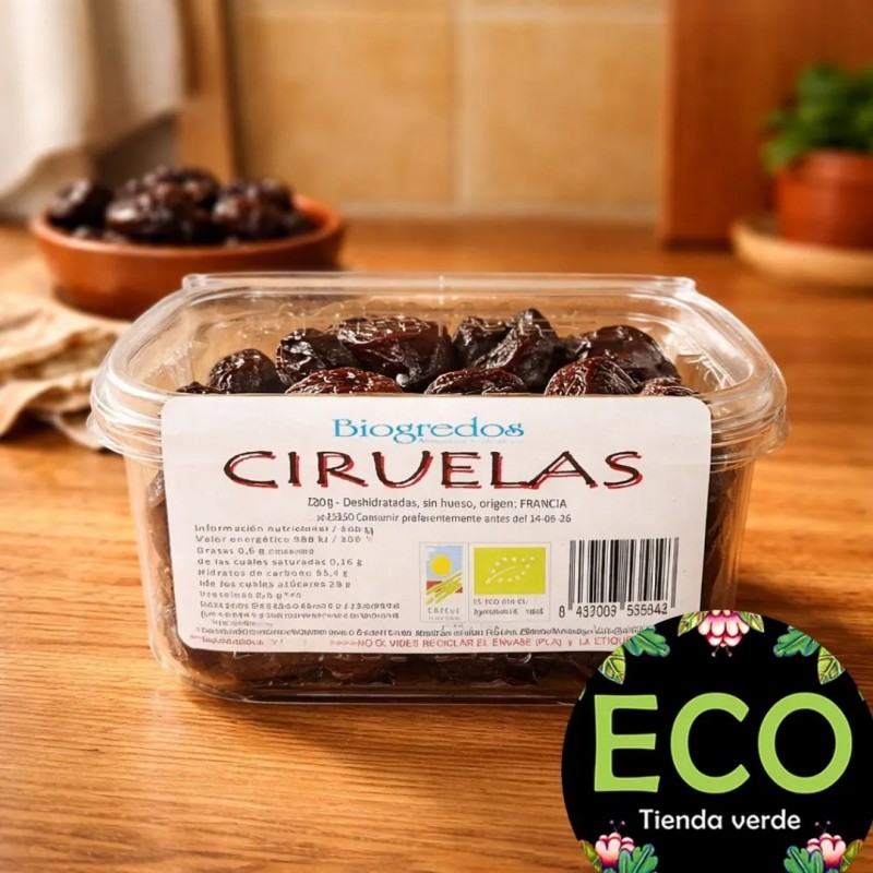 Ciruelas pasas sin hueso ecológicas Biogredos ricas en fibra