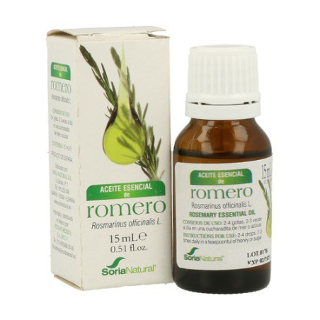 Aceite esencial de romero Soria Natural frasco cuentagotas de 15 ml esencia pura estimulante y para masajes musculares
