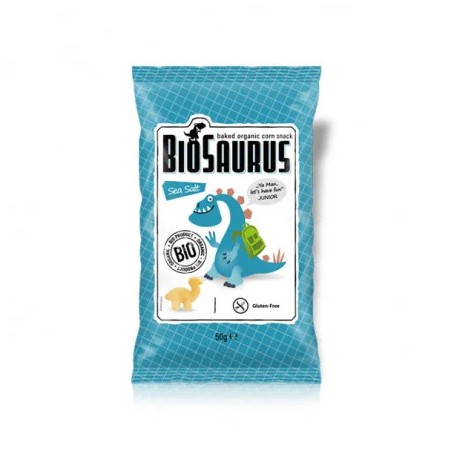 Bolsa de Biosaurios Sol Natural, snacks ecológicos de maíz horneados con forma de dinosaurio y sabor ketchup