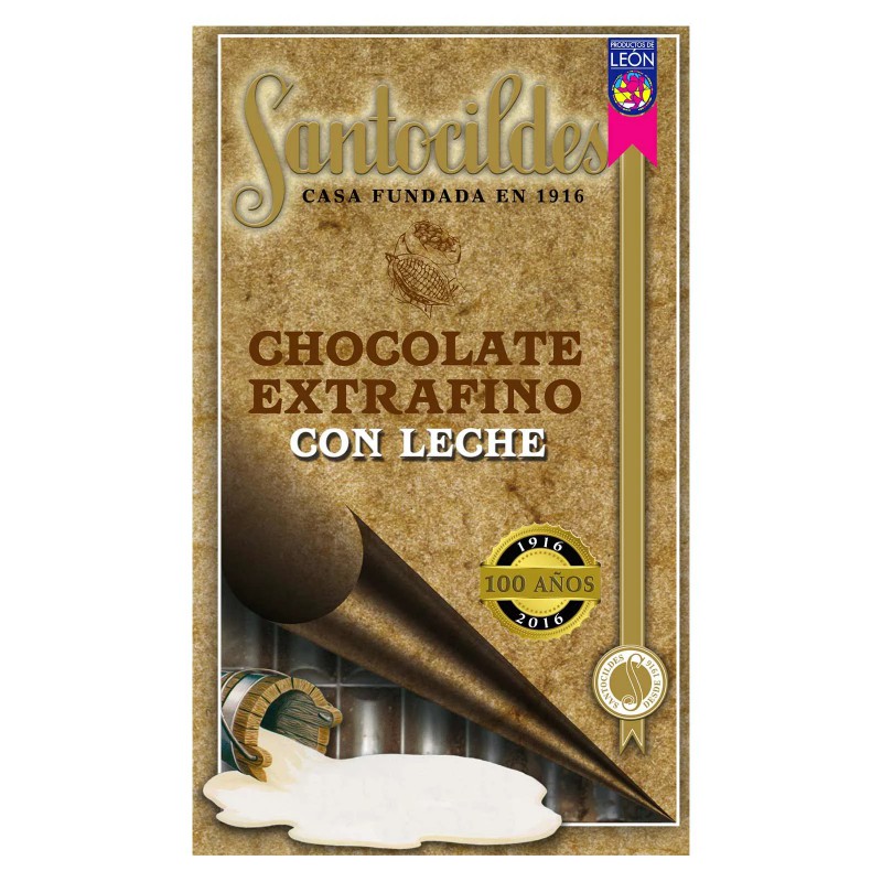 Tableta de chocolate con leche extrafino Santocildes con un mínimo de 41% de cacao, 200 gramos