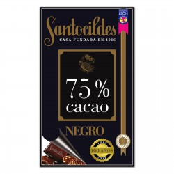 Tableta de chocolate negro 75% cacao Santocildes de 200g artesano