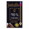 Tableta de chocolate negro artesano Santocildes con 90% de cacao, formato de 200 gramos.