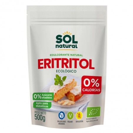 Envase de Eritritol Bio Sol Natural de 500g, edulcorante 100% natural y ecológico