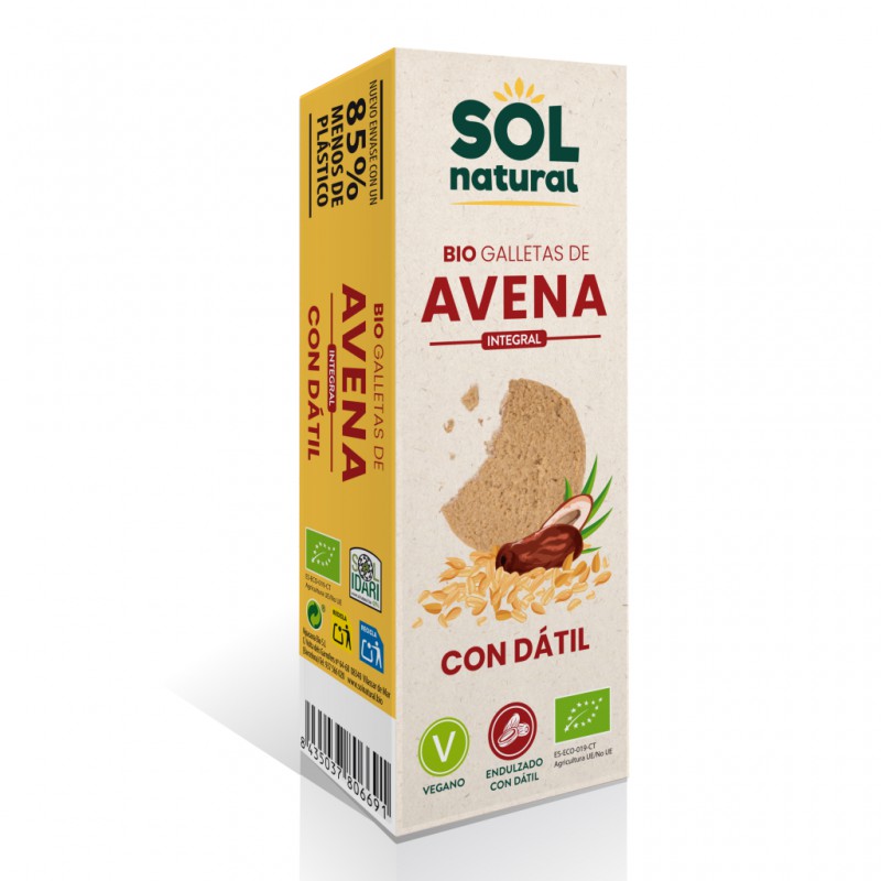 Galletas de avena integral endulzadas con dátil Bio Sol Natural 170g
