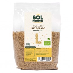 Semillas de lino dorado ecológico Sol Natural, fuente de omega 3 y fibra, envase de 250g