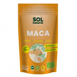 Maca andina bio en polvo Sol Natural, superalimento ecológico energizante en envase de 200g
