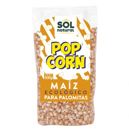 Paquete de 500g de maíz para palomitas Bio de Sol Natural, producto vegano y sin gluten