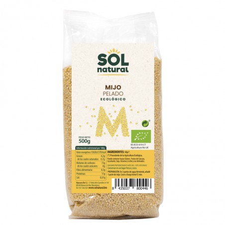 Mijo Pelado Bio Sol Natural 500g | Proteína vegetal y Ecológico