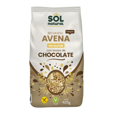 Muesli con Trozos de Chocolate Negro Bio Sol Natural 425g sin gluten