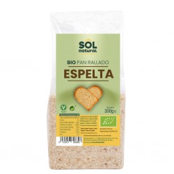 Bolsa de 300g de pan rallado de espelta bio Sol Natural elaborado con harina de espelta integral de cultivo ecológico