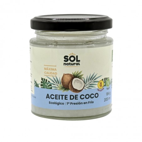 Bote de Aceite de Coco Virgen Extra Bio de la marca Sol Natural 200ml