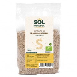 Envase de 500g de semillas de sésamo natural BIO de la marca Sol Natural