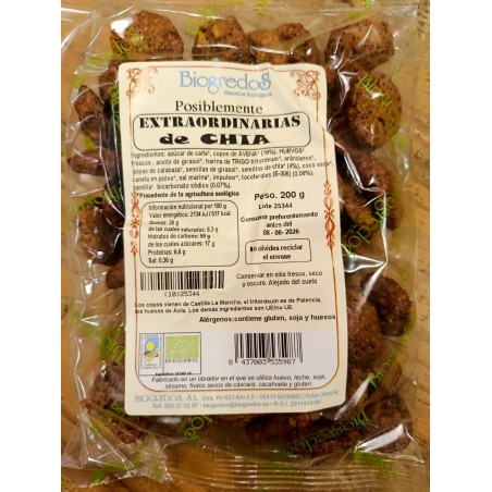 Galletas de chía bio Biogredos elaboradas con ingredientes de agricultura ecológica y semillas de chía