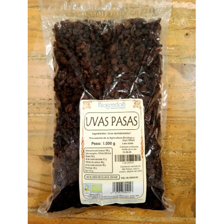 Bolsa de 1kg de uvas pasas sultanas ecológicas Biogredos