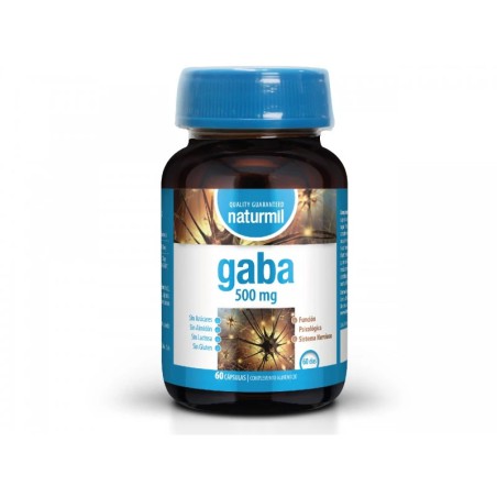 Bote de GABA 500mg Naturmil de 60 cápsulas para el bienestar mental y el sueño.