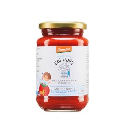 Frasco de salsa de tomate bio sin azúcar Cal Valls 350g en Ecotiendaverde León.