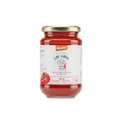 Frasco de salsa de tomate picante bio Cal Valls en Ecotiendaverde León.