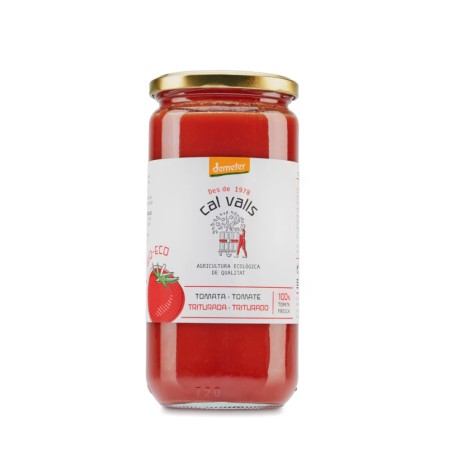 Frasco de cristal con tomate triturado ecológico Cal Valls en Ecotiendaverde León.