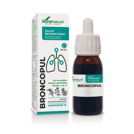 Frasco y caja de Composor 12 Broncopul de Soria Natural para el bienestar respiratorio.