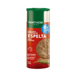 Paquete de galletas integrales elaboradas con harina de espelta y 0% azúcares añadidos de la marca Santiveri.