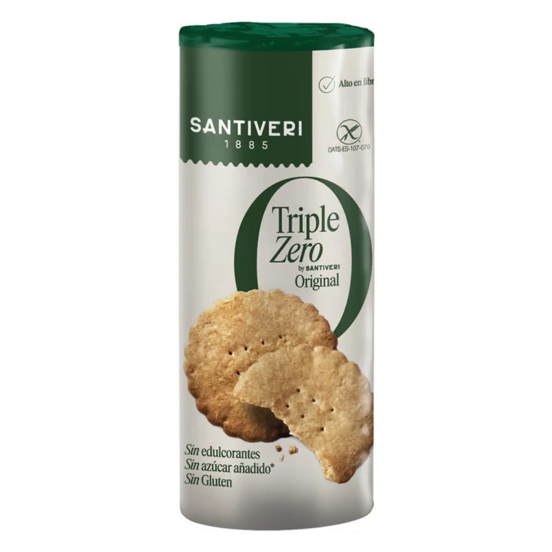 Paquete de Galletas Original Triple Zero Santiveri de 200 gramos sin gluten y sin azúcar.