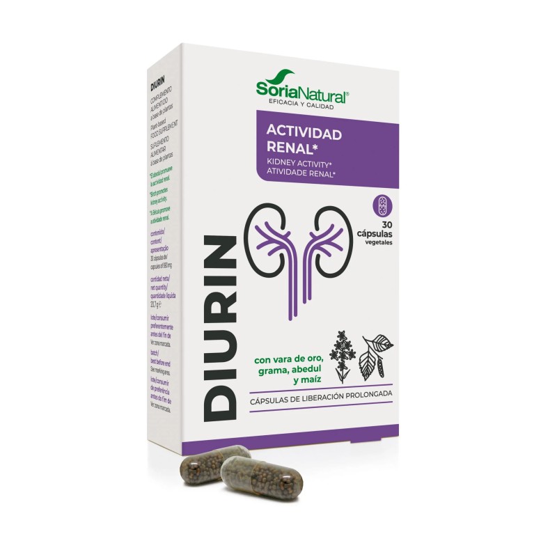 Caja de 10-C Diurín de Soria Natural con 30 cápsulas vegetales de liberación prolongada.