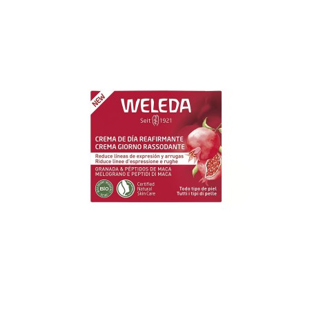Caja de crema de día reafirmante de granada Weleda de 40ml para arrugas.