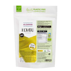 Paquete de alga Kombu ecológica Algamar de 50g deshidratada en envase sostenible sin BPA