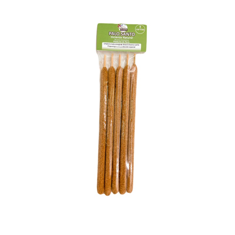 Pack de 5 barras de madera de Palo Santo natural de El Oro de los Andes originario de Perú.