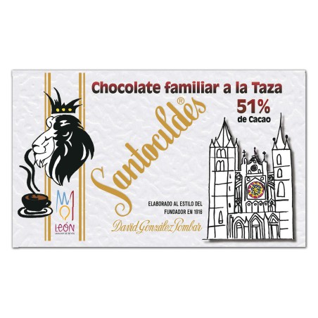 Tableta familiar de Chocolate a la Taza 51% Cacao de Chocolates Santocildes de 350 gramos.
