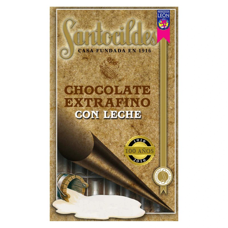 Tableta de Chocolate Artesano Extrafino con Leche Santocildes de 200 gramos con 41% de cacao, apto para celíacos