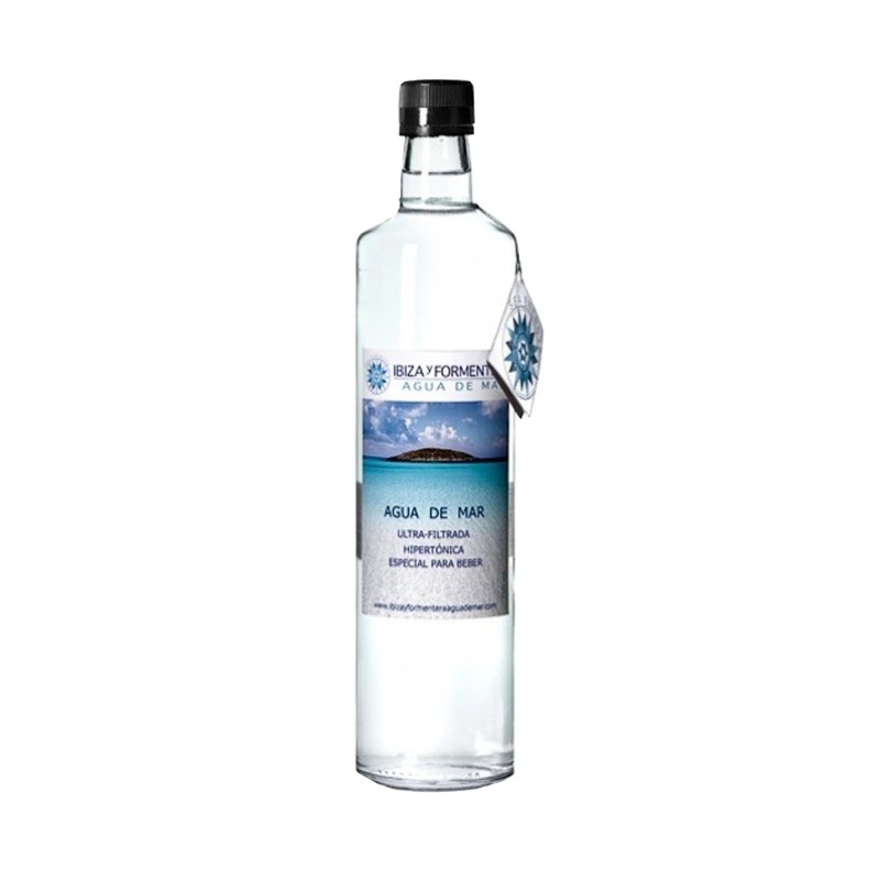 Botella de cristal de agua de mar Ibiza y Formentera 750ml