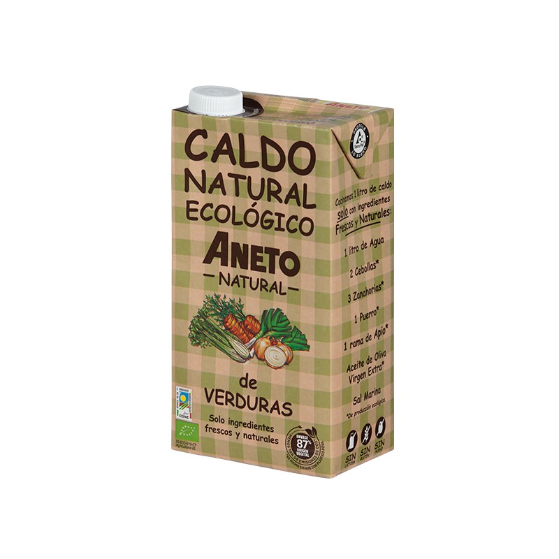 Brick de 1 litro de caldo de verduras ecológico Bio Aneto.